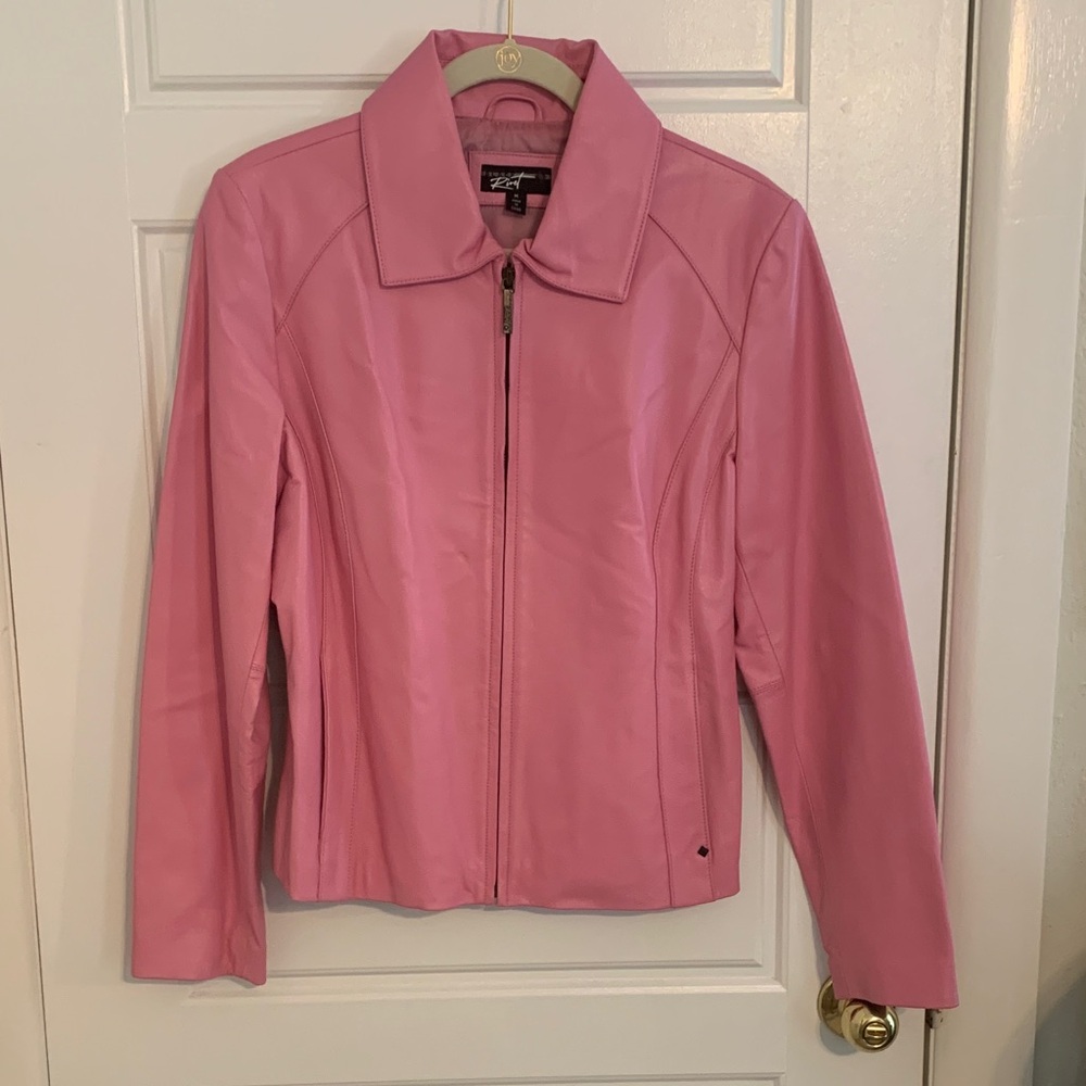 Black Rivet Pink Leather Jacket